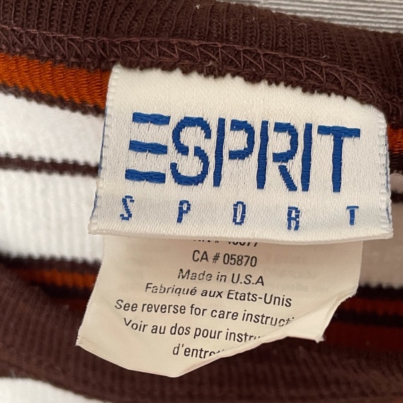 Vintage ESPRIT Striped Ringer Babydoll T-Shirt - 1990's - Size Large - Picture 4 of 5